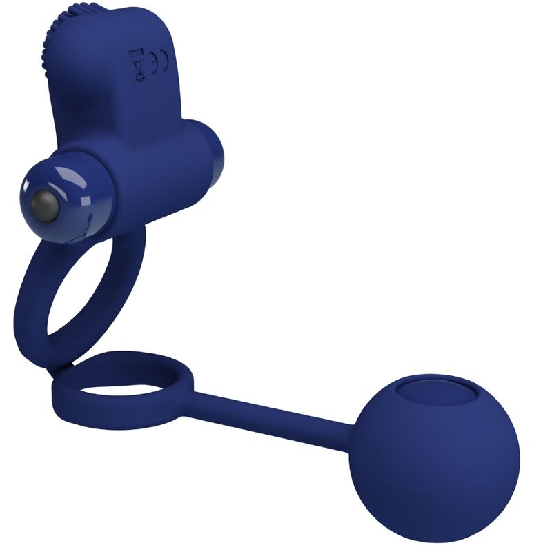 PRETTY LOVE - REMINGTON DOUBLE VIBRATING RING WITH PLUG BLUE - Image 3