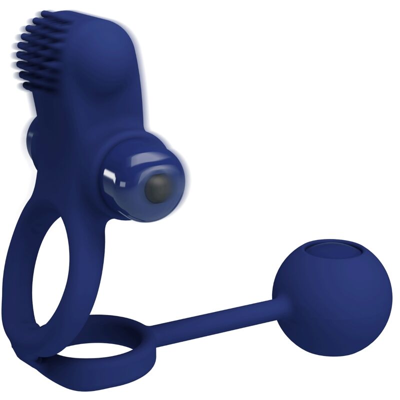 PRETTY LOVE - REMINGTON DOUBLE VIBRATING RING WITH PLUG BLUE - Image 4