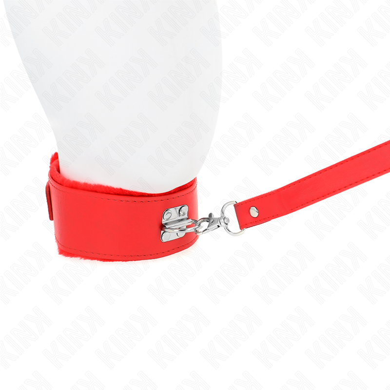 KINK - NECKLACE WITH LEASH 116 CM WITH SILVER STUDS MODEL 4 RED ADJUSTABLE 40-48 CM X 6 CM - Image 3