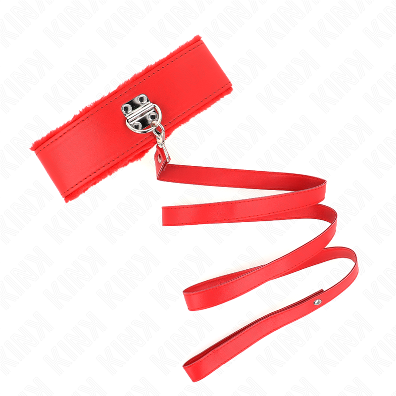 KINK - NECKLACE WITH LEASH 116 CM WITH SILVER STUDS MODEL 4 RED ADJUSTABLE 40-48 CM X 6 CM - Image 4