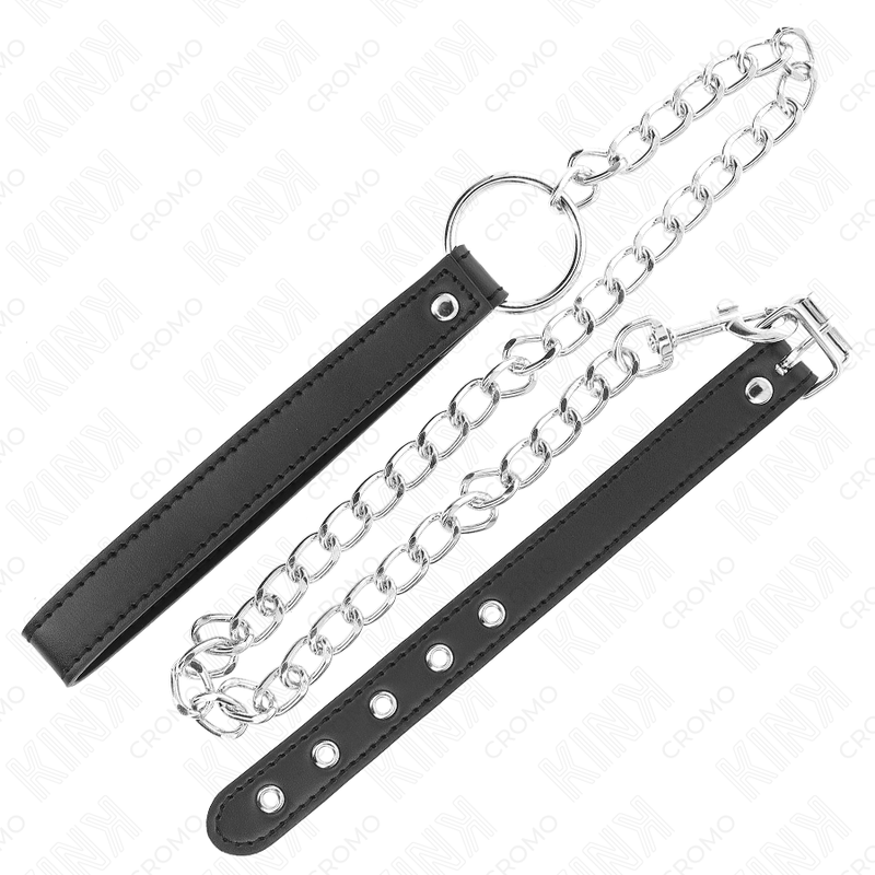 KINK - LEATHER PENIS RING 21.5 X 2 CM WITH 60 CM METAL CHAIN AND LEATHER STRAP - Image 4