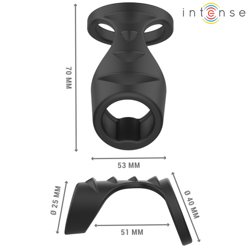 INTENSE - THEO DOUBLE SILICONE PENIS RING BLACK MODEL 3 - Image 3