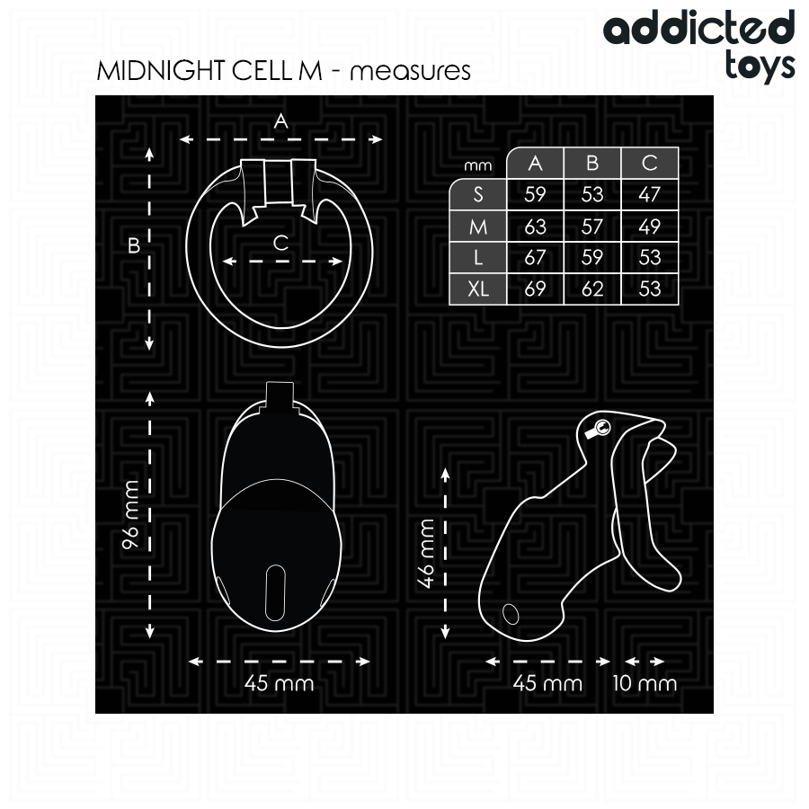 ADDICTED TOYS LOCKED - MINDNIGHT CELL PENIS CAGE SIZE M - Image 5