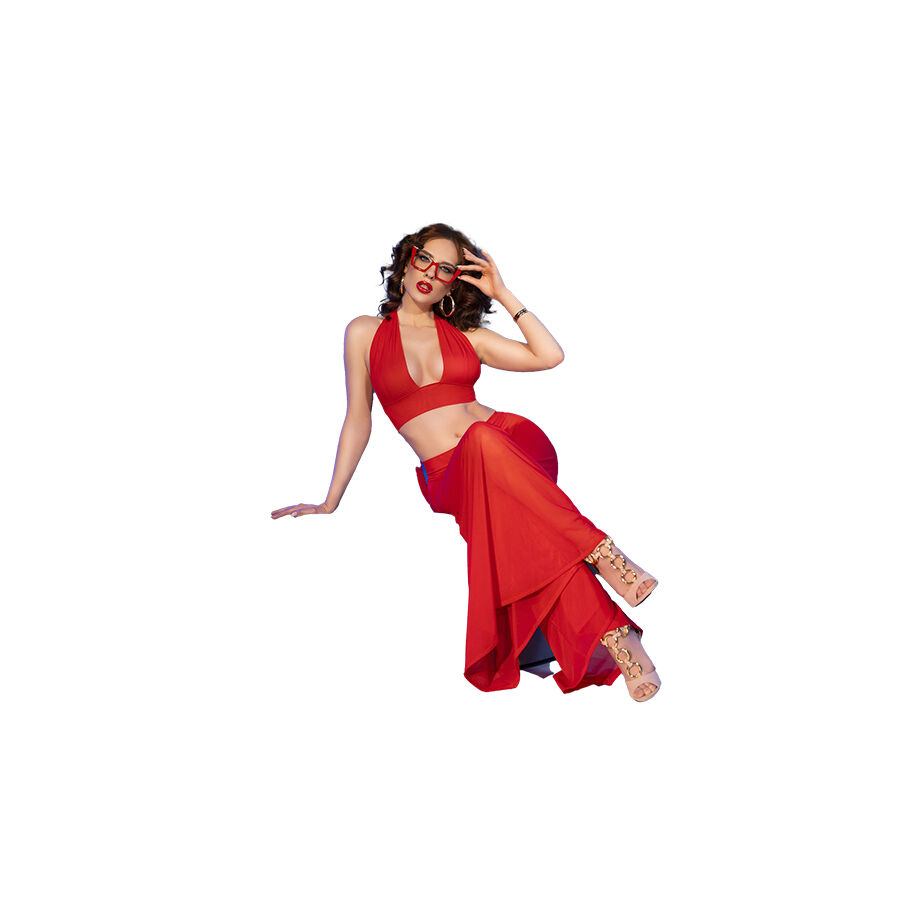 CHILIROSE - CR 4857 SET TOP Y PANTALONES ROJO TALLA S - Image 4
