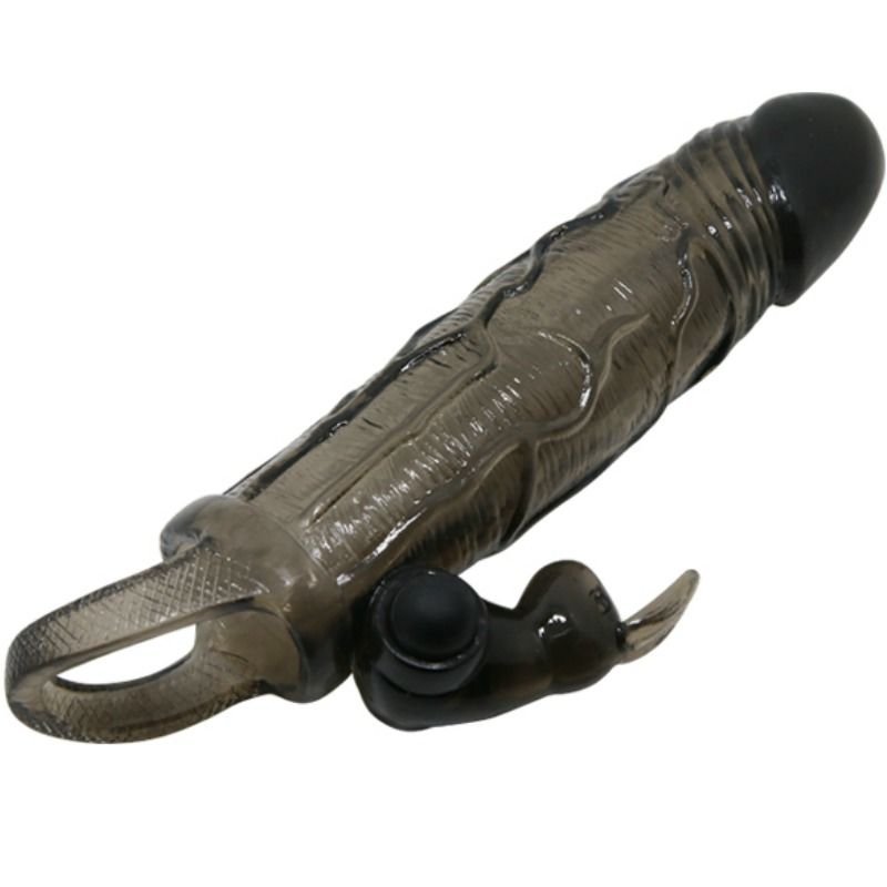 BAILE - BRAVE MAN PENIS COVER WITH RABBIT BLACK 16.5 CM - Image 4