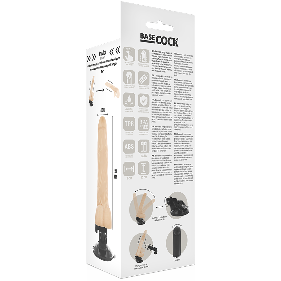 BASECOCK - VIBRADOR REALÍSTICO CONTROL REMOTO NATURAL CON TESTÍCULOS 20 CM -O- 4 CM - Image 5